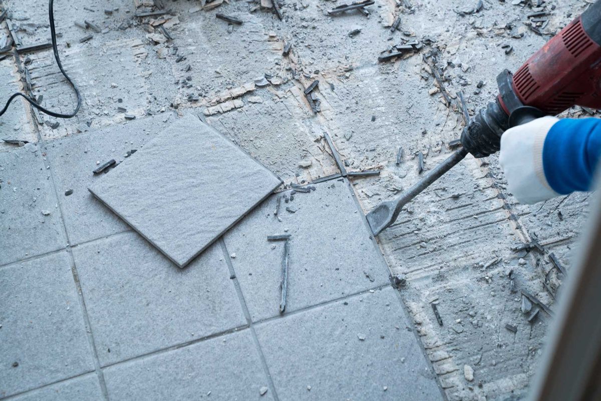 Floor tile installation detail in Currimundi